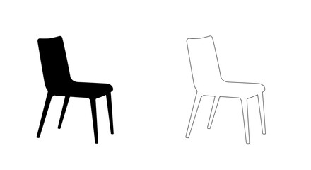 Chair Silhouette Duo: A pair of elegant chair silhouettes, one solid black, the other an outline, elegantly captured against a background, inviting contemplation of form, design, and contrast.