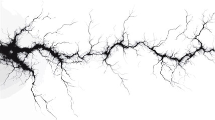 Obraz premium High-resolution image depicting an abstract pattern of black cracks on a white background. The cracks are irregular, branching, and vary in thickness. The overall style is abstract and graphic,