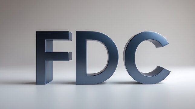 Three-dimensional blue letters spelling FDC on a neutral background for effective branding