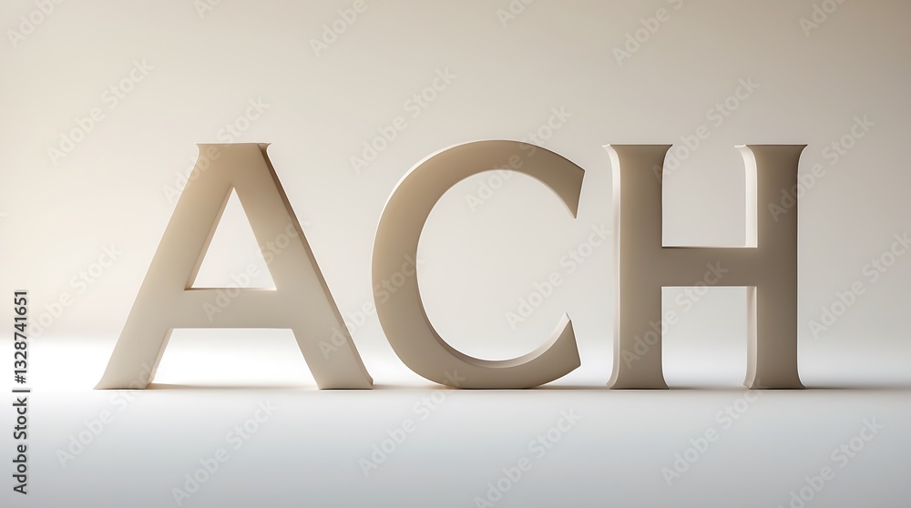 Poster artistic display of large letters spelling out ach on a simple background