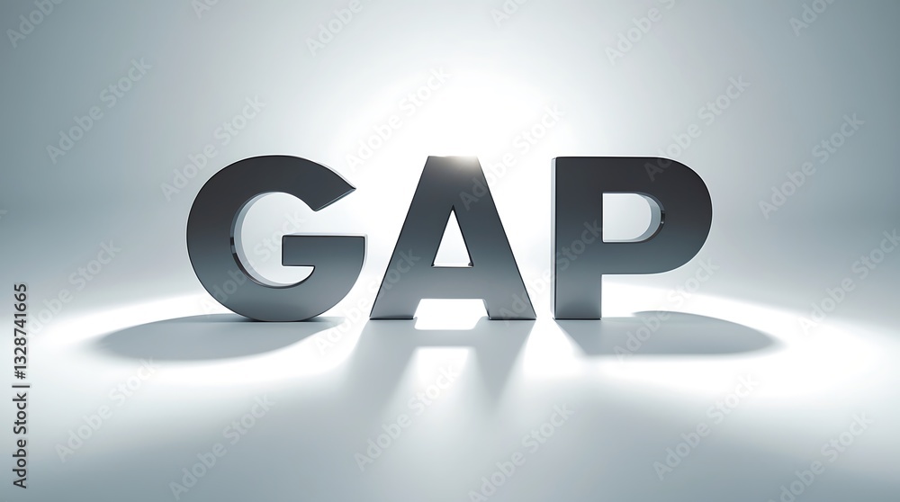 Poster three-dimensional letters gap with light highlighting the background