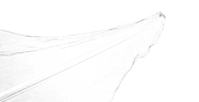 Transparent Plastic Cover Overlay with Flowing Texture  Wrinkled Clear Film Isolated on White Background