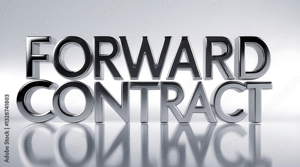 Poster forward contract details emphasized in metallic typography design on a light backdrop