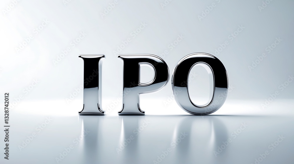 Poster reflective ipo letters in a minimalist setting with a soft light backdrop