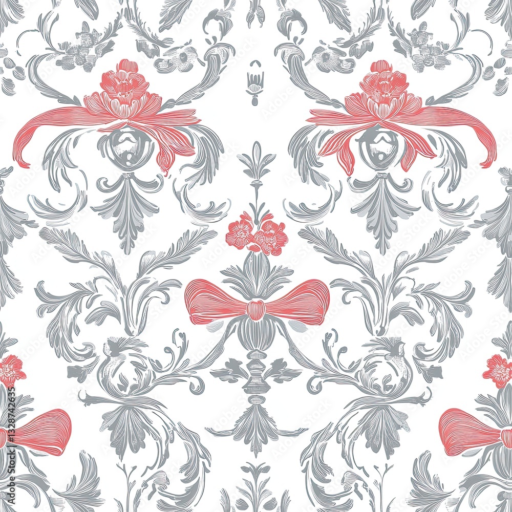 Aufkleber romantic scrollwork elegant patterns with ribbons bows and flourishes for design projects