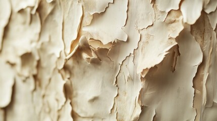 Obraz premium Close-up of a textured surface. the surface appears to be made of a light-colored material, possibly wood or stone. the texture is rough and uneven, with deep grooves and crevices running through it.