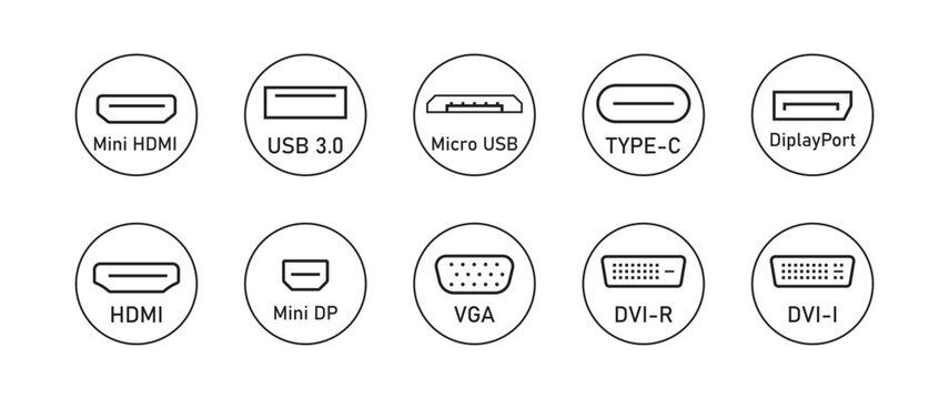 set of icons Display port vector design