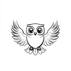 Obraz premium Simple owl outline drawing for children's coloring book