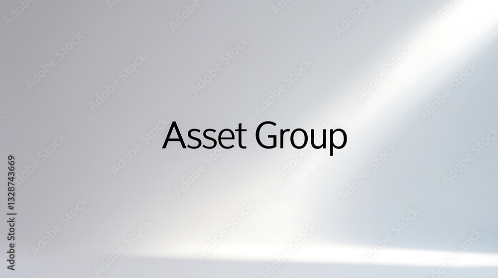 Poster text displaying asset group against a light background for business presentations