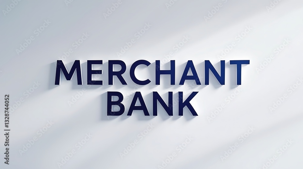 Poster merchant bank logo displayed in a modern setting with subtle shadows and clean lines