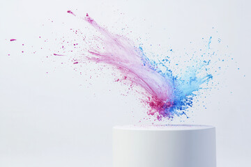 Dynamic color splash art studio digital artwork minimalist setting close-up creativity expression
