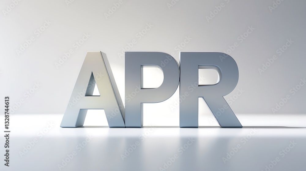 Poster letters apr positioned on a smooth surface with light reflecting off them