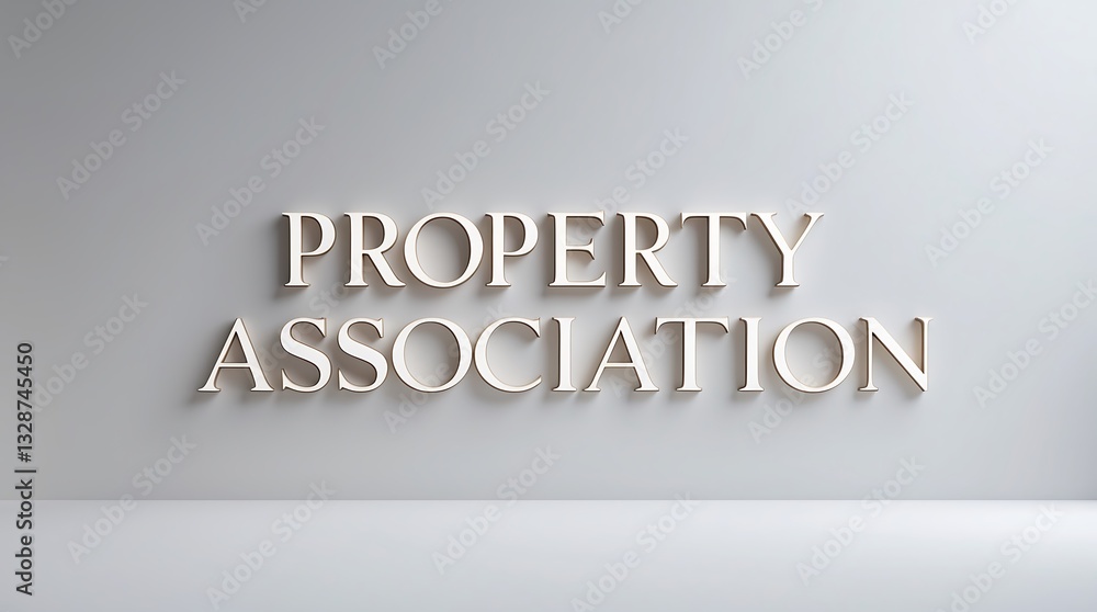 Poster elegant typography design featuring property association text on a minimal background
