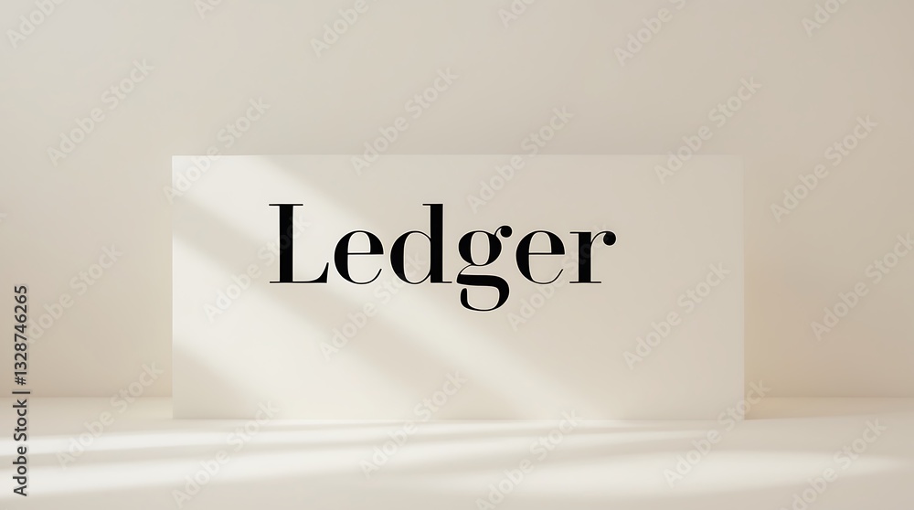 Aufkleber modern typography display featuring the word ledger on a plain surface