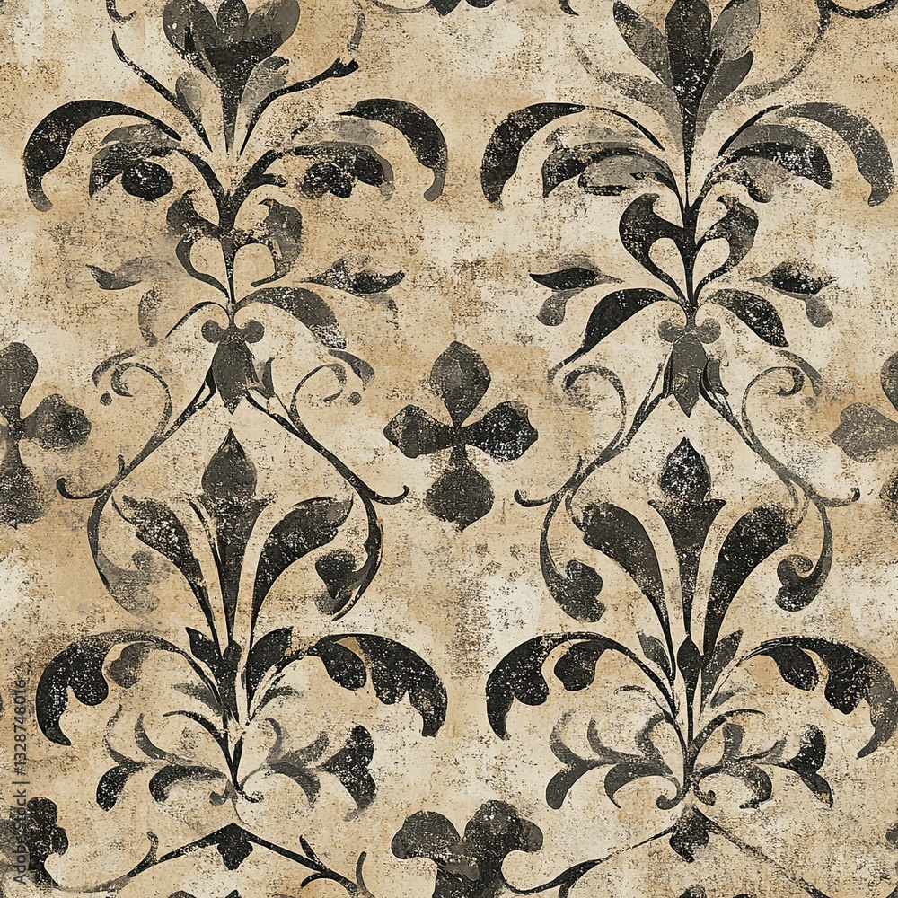 Poster rustic scrollwork seamless pattern distressed texture design for vintage projects