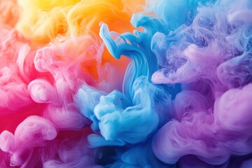 Obraz premium Vibrant Colorful Smoke Swirls in a Blurry Abstract Background of Purple, Blue, and Orange