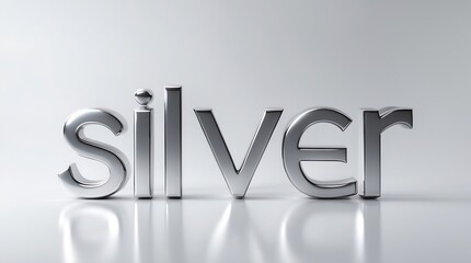 Stylish metallic lettering of the word silver against a neutral background