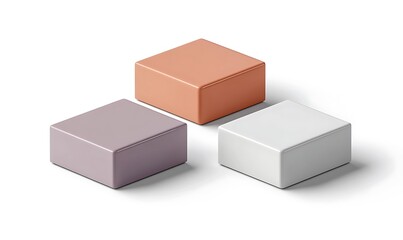 Four blank square podiums stand