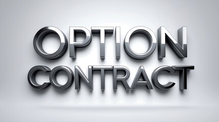 Words Option Contract in metallic style against a light background