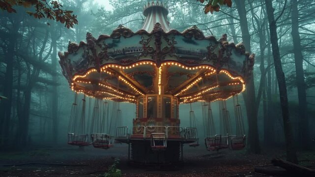 A old classic abandoned  carousel