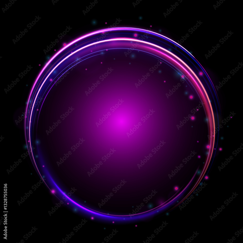 Poster ethereal light portals: a mesmerizing array of vibrant neon ovals and swirling energy loops that res