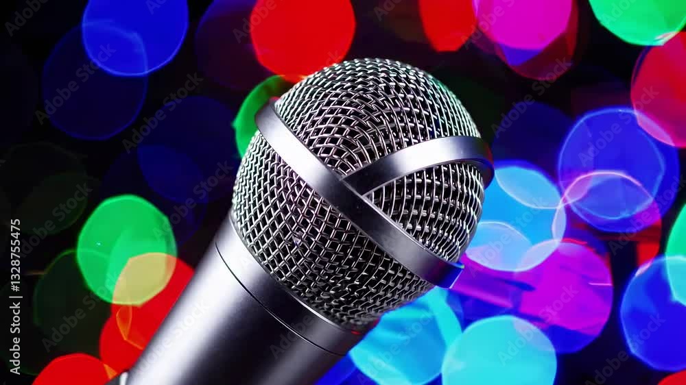 Poster the microphone with colorful bokeh