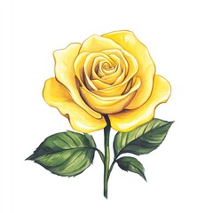 Fototapeta premium Delicate Yellow Rose Illustration