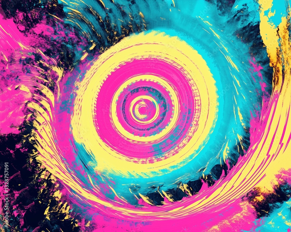Poster vibrant abstract swirl with bright colors and dynamic patterns. maximalism & bold colors