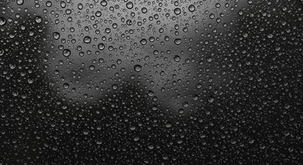Obraz premium Water droplets on a dark surface.