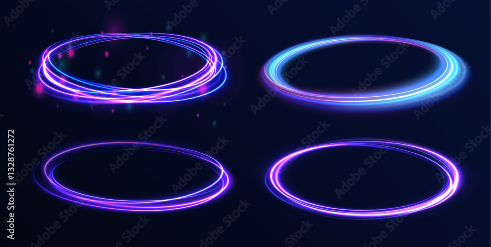 Canvas Prints surreal neon vortexes: a spectacular display of rotating and spinning energy hoops, creating a beaut