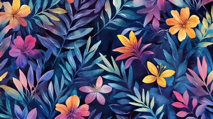 Floral watercolor art, great for fabrics, cards, backgrounds, and gift wrap.