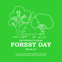 Obraz premium A minimalist line-art illustration of trees for International Forest Day, promoting forest conservation and sustainability.