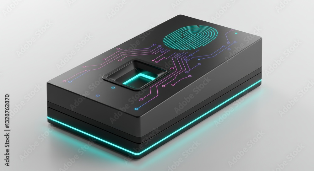 Poster scanning fingerprint on futuristic device for secure authentication and identification