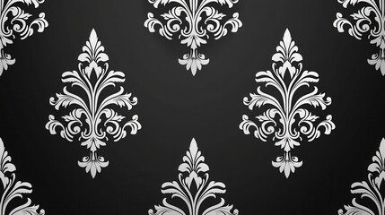 Elegant Black and White Damask Pattern for Interior Design Projects
