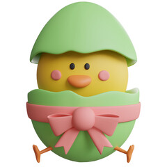 3d render of  Cute Chick with Spring and Easter Day.
