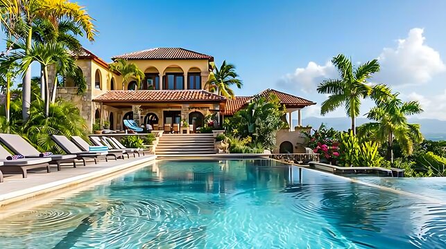 A lavish private villa surrounded by tropical gardens and infinity pools.

