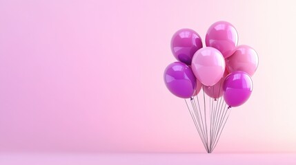 Colorful bunch of balloons in various shapes and sizes floating against a clear blue sky
