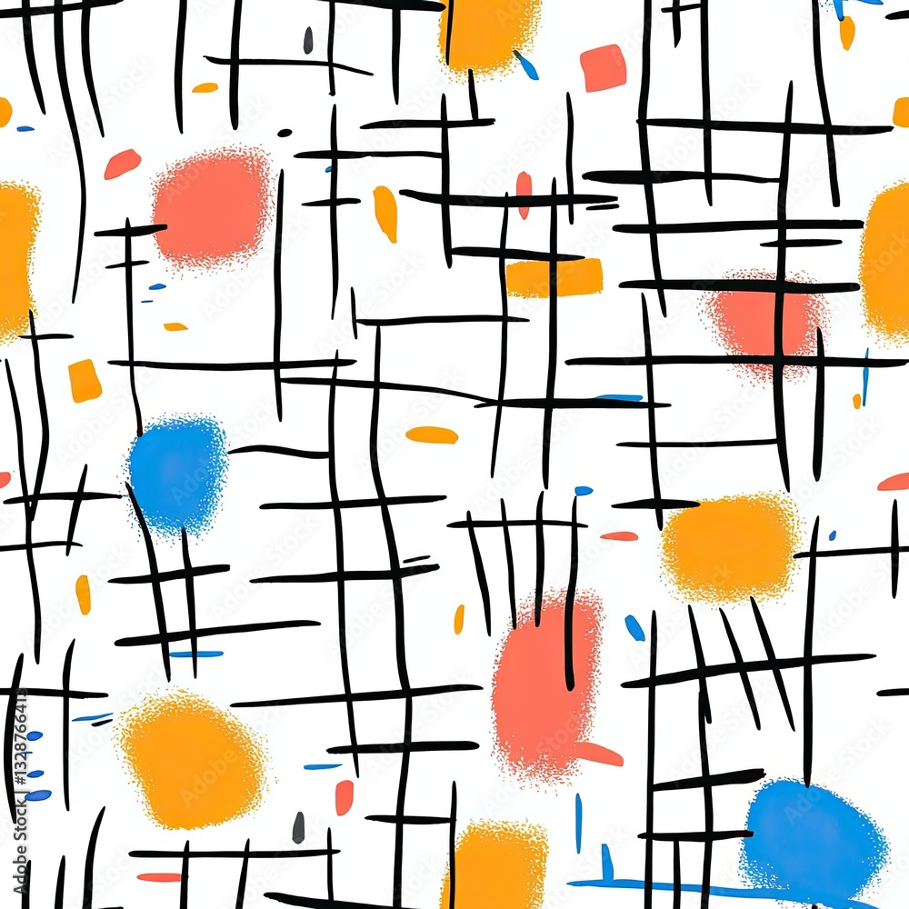 Poster abstract scribble design irregular grid chaotic pattern geometric texture modern art artistic backgr