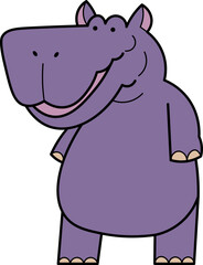 cartoon vector illustration of a Hippopotamus.