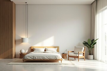 Minimalist modern interior with clean lines and simple furniture, embodying serene simplicity and functional elegance.
