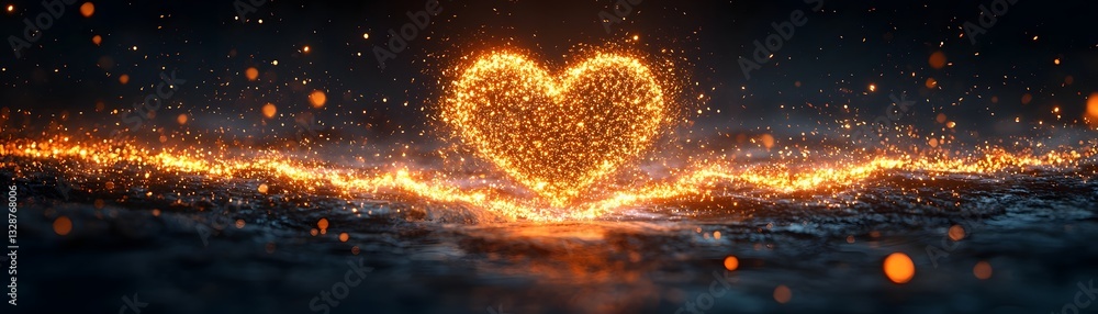 Poster symbolic quantum computer surrounded by glowing entangled particles representing the heart of the qu