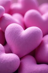 Obraz premium Pink velvet hearts for valentine