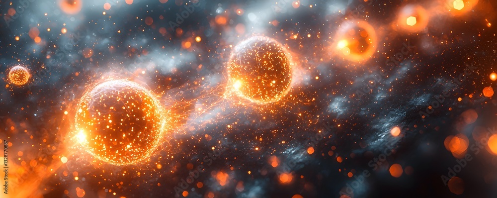 Poster glowing quantum matrix visualizing the architecture of futuristic internet