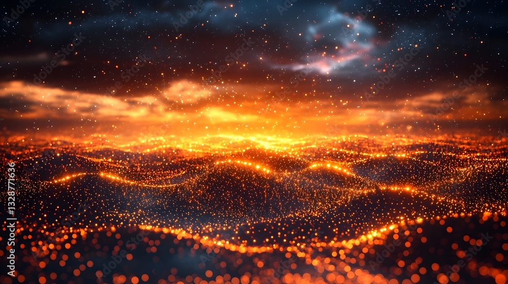 Poster glowing quantum hub with encrypted global data connections concept