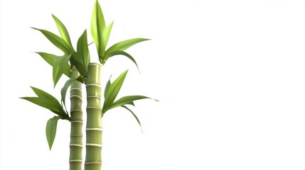 Obraz premium Tall bamboo plant with lush green leaves in a natural outdoor setting under bright sunlight