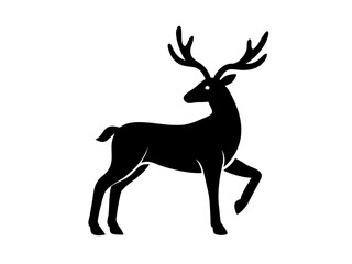 Powerful Deer Silhouette Logo Design for Branding ,This bold, black silhouette of a deer head with large antlers is set within a circle, creating a strong, impactful graphic.