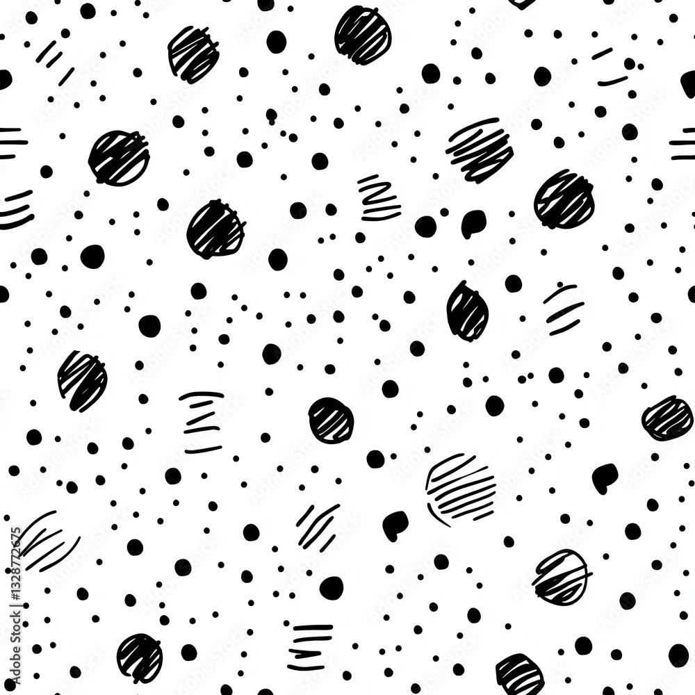 Poster irregular scribble pattern with scattered polka dots trendy design texture for fashion branding and 