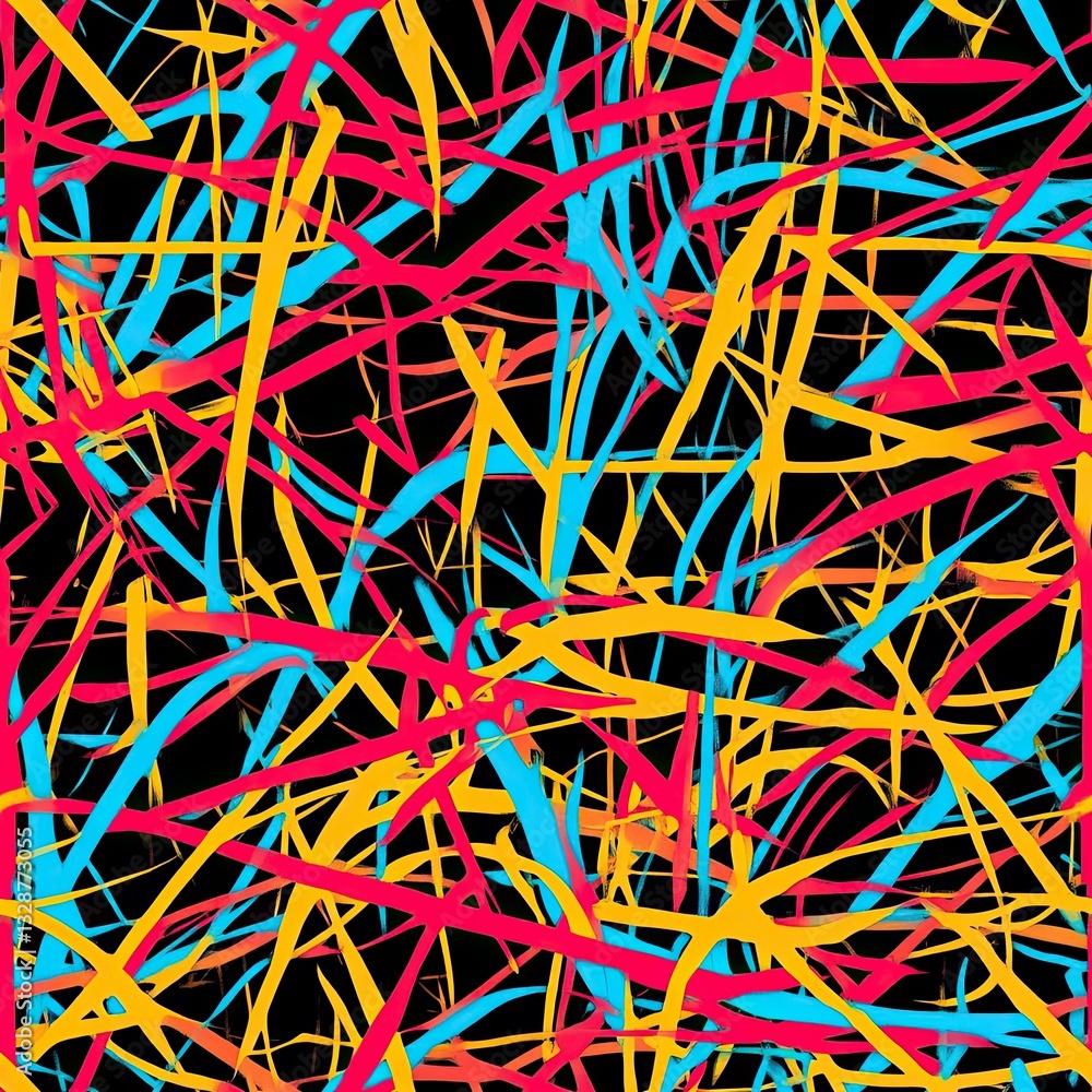 Poster chaotic overlapping lines abstract scribble pattern texture