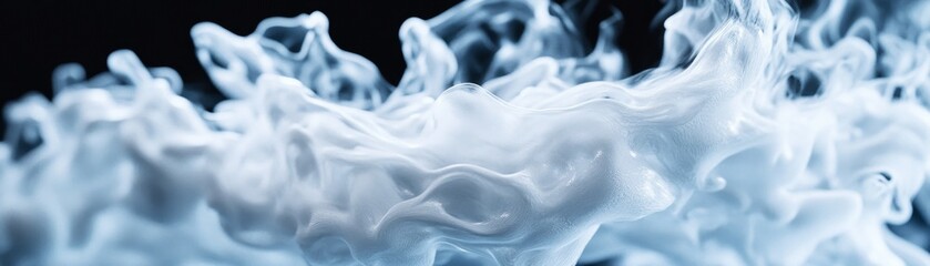 Obraz premium Ethereal White Smoke Swirling Against Dark Background in Abstract Scene
