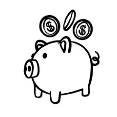 Minimalist Line Art Illustration of Money Saving – Finance, Budget Management, and Financial Planning